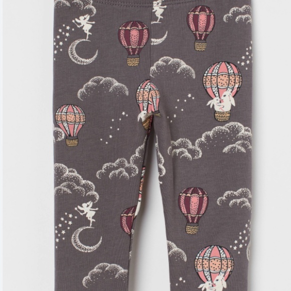 H&M Rabbit & Hot Air Balloon Brushed-inside Leggings | 6M - Picture 1 of 12